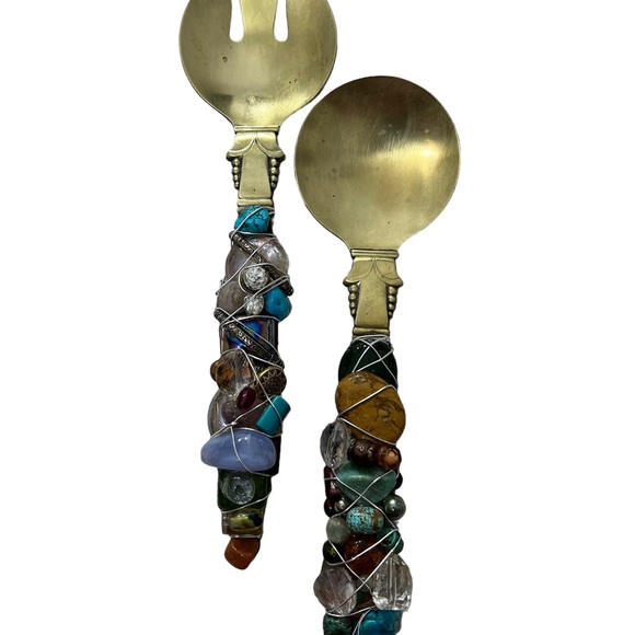 1970s Salad Servers - Coppercraft Guild Silver & Gold - Gothic Style Wir… - Picture 6 of 6